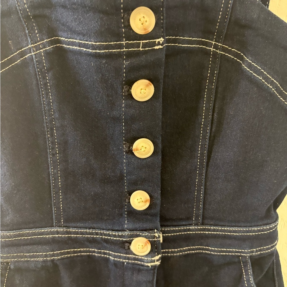 Maeve Anthropologie Dark Blue Denim Romper - Picture 2 of 4